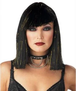 California Costume Wigs Glimmer Glam Black/Gold Costume Wig By California Costumes