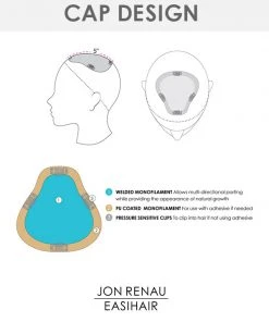 EasiPart XL 8 Inch | Monofilament Remy Human Hair Toppers By Jon Renau